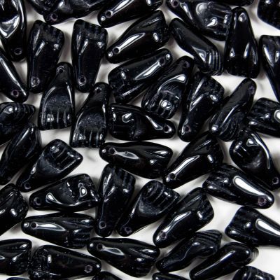 Black Azabache Hand Bead, Czech Glass, 15x7mm (50 Pieces)	