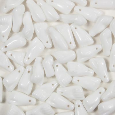 White Azabache Hand Bead, Czech Glass, 15x7mm (50 Pieces)	