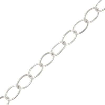 7mm x 5mm Cable Chain, Brass Metal, Silver-Plated (Per Yard)