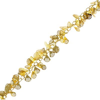 Chain with Sea Shell Charms, Steel, Gold (Per Foot)