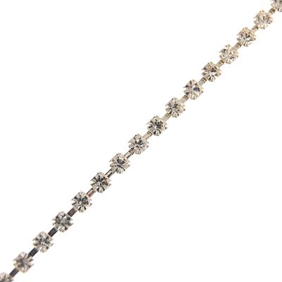 1 Row Rhinestone Chain, SS12 (3.2mm), Crystal/Silver (Per Yard)