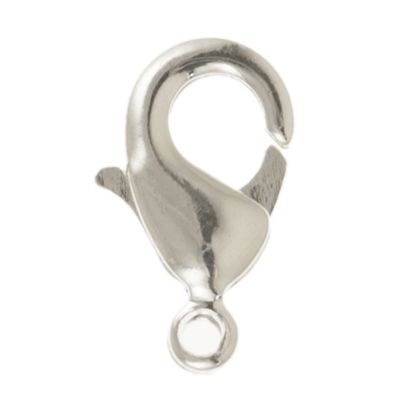 Brass Lobster Claw Clasp, 15mm, Imitation Rhodium (24 Pieces)