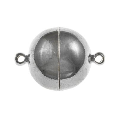 Magnetic Ball Clasp, 14mm, Silver (2 Pieces)
