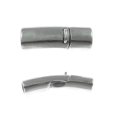 Magnetic 10mm Oval Cord Clasp, 38mm, Silver (5 Pieces)