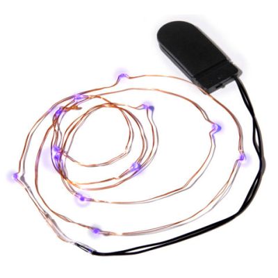 Moon Lights LED - Silver Plated Copper Wire - 12 Purple Lights