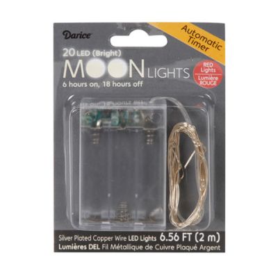 Moon Lights - 20 LED Red Lights with Timer - Silver Plated				