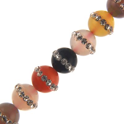 8mm Smooth Round Rhinestone Agate Mix 2 (16" Strand)
