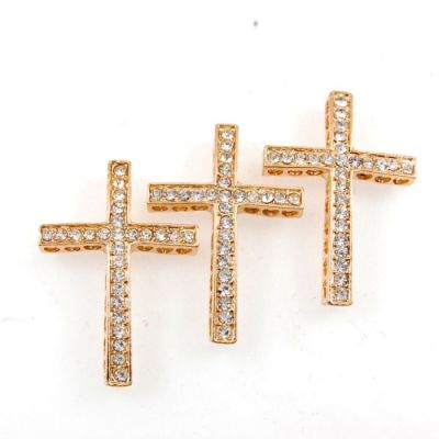 Rhinestone Cross Bar (Crystal/Gold) (6 Pieces)