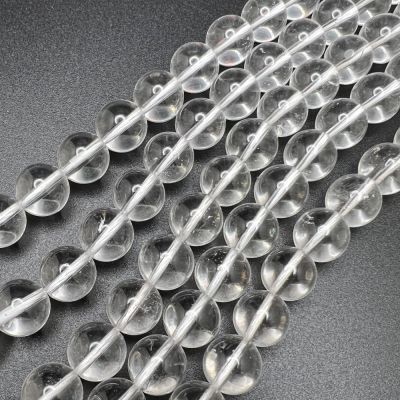 12mm Smooth Round, Natural Crystal Quartz Beads (16" Strand)