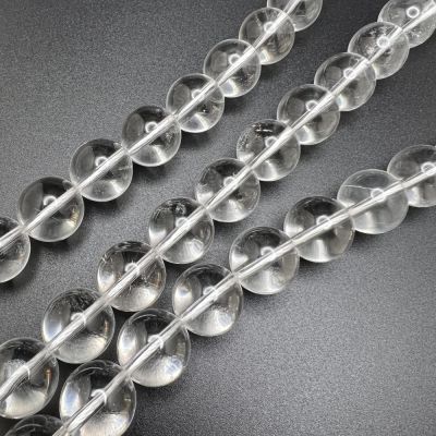 14mm Smooth Round, Natural Crystal Quartz Beads (16" Strand)