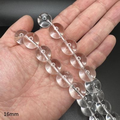16mm Smooth Round, Natural Crystal Quartz Beads (16" Strand)