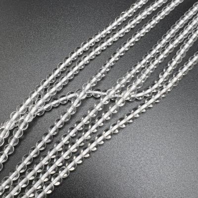 4mm Smooth Round, Natural Crystal Quartz Beads (16" Strand)