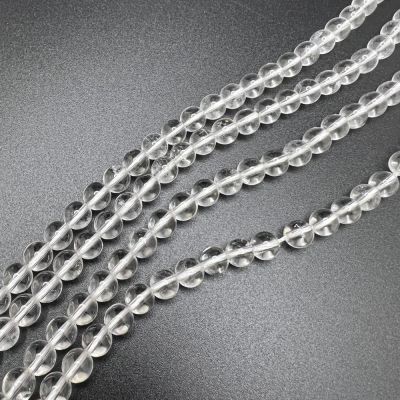 6mm Smooth Round, Natural Crystal Quartz Beads (16" Strand)