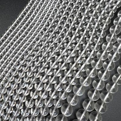 Smooth Round, Natural Crystal Quartz Beads, Choose Size (16" Strand)