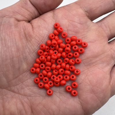 Czech Round Seed Beads, Glass - Opaque Bright Red, Choose Size