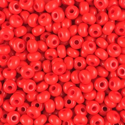 Czech Round Seed Beads, Glass - Opaque Bright Red, Choose Size