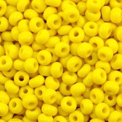 Czech Round Seed Beads, Glass - Opaque Dark Yellow, Choose Size