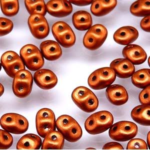 Superduo Czech Glass Beads - Bronze Fire Red - 2.5x5mm (Approx. 25 Grams or 360 Beads)