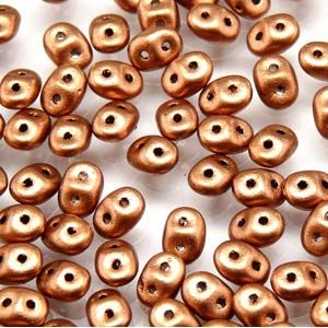 Superduo Czech Glass Beads - Bronze Copper - 2.5x5mm (Approx. 25 Grams or 360 Beads)