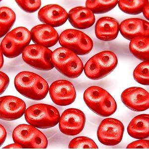 Superduo Czech Glass Beads - Chalk Lava Red (Approx. 25 Grams or 360 Beads)