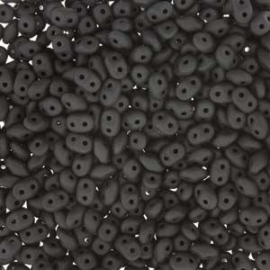 Superduo Czech Glass Beads - Jet Matte - 2.5x5mm (Approx. 25 Grams or 360 Beads)