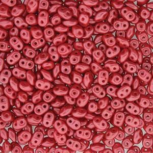 Superduo Czech Glass Beads - Dark Coral - 2.5x5mm (Approx. 25 Grams or 360 Beads)