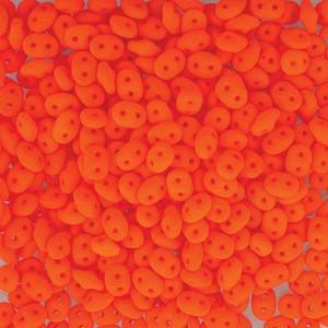 Superduo Czech Glass Beads - Neon Orange - 2.5x5mm (Approx. 25 Grams or 360 Beads)