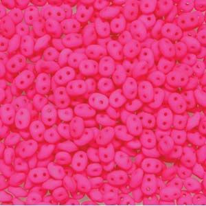 Superduo Czech Glass Beads - Neon Pink - 2.5x5mm (Approx. 25 Grams or 360 Beads)