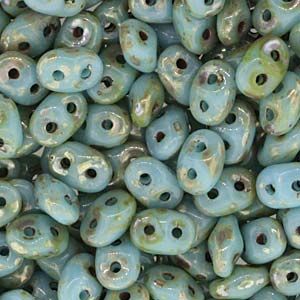 Superduo Czech Glass Beads - Turquoise Blue (Approx. 25 Grams or 360 Beads)