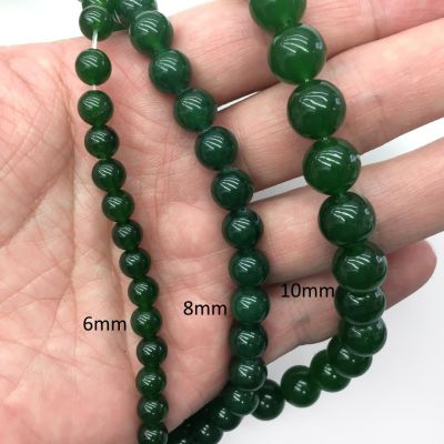 Smooth Round, Green Jade Beads, Choose Size (16" Strand)