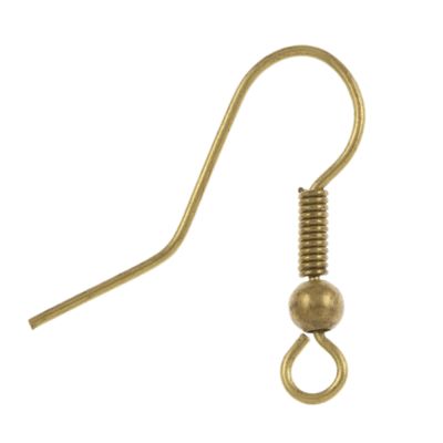 Fish Hook Ear Wire w/ Spring & Bead, Brass Material (144 Pieces)