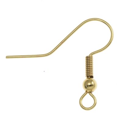 BULK PACK! Fish Hook Earwire w/ Spring & Bead, Gold-Plated (720 Pieces )