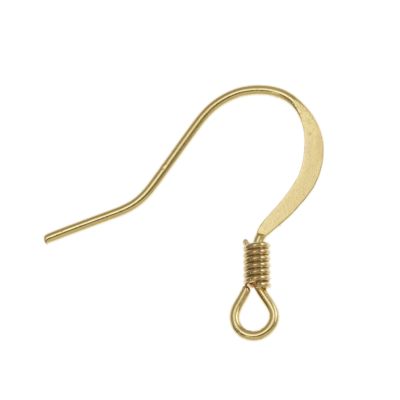 Flat Fish Hook Earwire w/ Spring, Gold-Plated (144 Pieces)