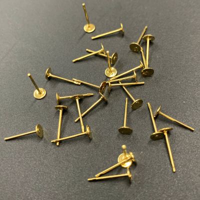Earring Post w/ 4MM Flat Pad, Gold-Plated (144 Pieces)