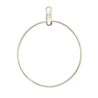 Wire Hoop w/ 2 Loops 1.25", Silver-Plated (36 Pieces)