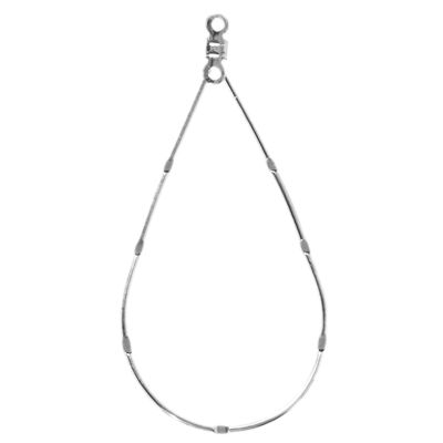 Teardrop Hoop, Notched w/ 2 Loops, 45 x 25mm, Imit. Rhodium (36 Pieces)
