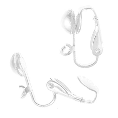 Ear Clip w/ 7MM Ball & Loop, Silver-Plate (36 Pieces)