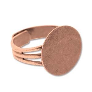 Adjustable Ring w/ 15.5MM Pad, Antique Copper (6 PCS)