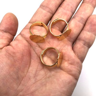 Adjustable Ring w/ 15.5MM Pad, Gold (6 PCS)