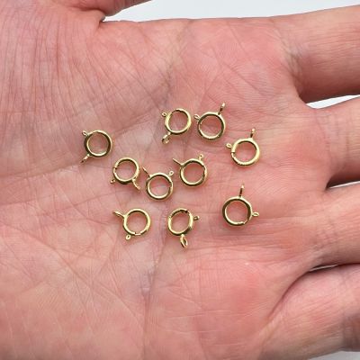 7mm Spring Ring Clasp, with Open Loop, Gold Filled (10 Pieces)