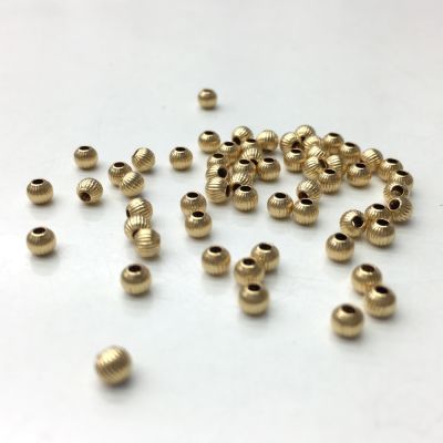3mm Corrugated-Fluted Round Beads, 14K Gold Filled Beads (10 Pieces)