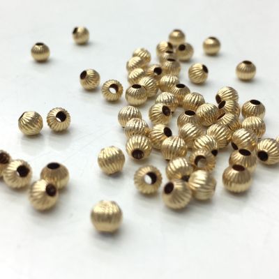 4mm Corrugated-Fluted Round Beads, 14K Gold Filled Beads (10 Pieces)