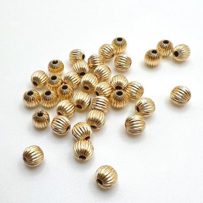 6mm Corrugated-Fluted Round Beads, 14K Gold Filled Beads (10 Pieces)