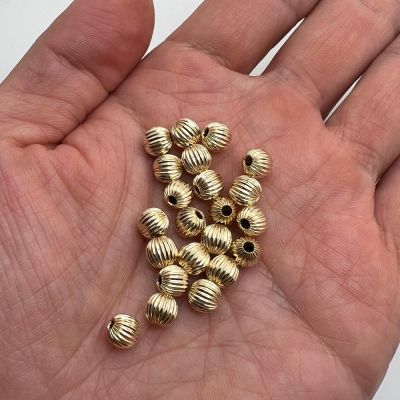 6mm Corrugated-Fluted Round Beads, 14K Gold Filled Beads (10 Pieces)