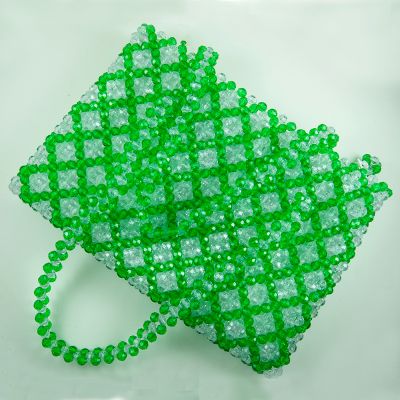 Large Green & Clear Faceted Bead Purse