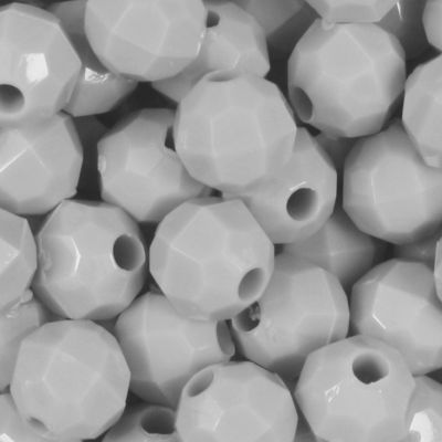 Grey - Faceted Opaque Plastic Beads (Choose Size) (Pack)