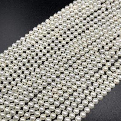 6mm Shell Pearls (White) (16" Strand)