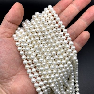6mm Shell Pearls (White) (16" Strand)