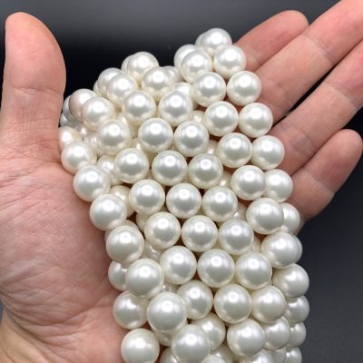 12mm Shell Pearls (White) (16" Strand)