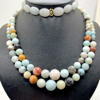 6-16mm Graduated Faceted Black Cloudy Amazonite Beads (16" Strand)